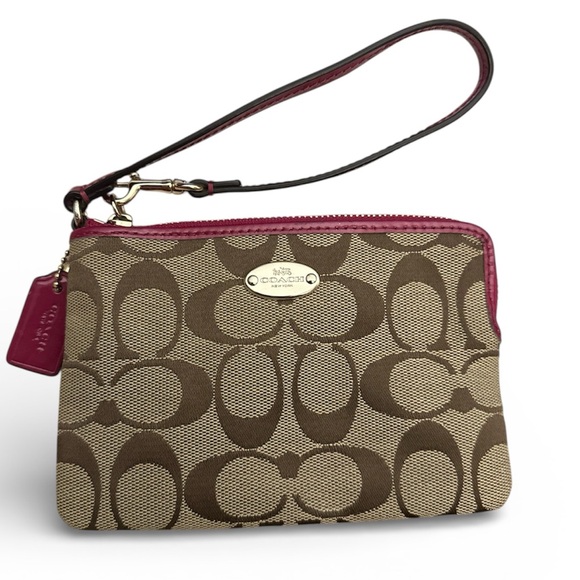 Coach Handbags - Coach Signature C/Magenta Wristlet